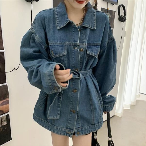 women's jackets women mid-length jean denim jacket female high waist shirt coat outerwear loose casual spring and autumn 2021, Black;brown
women's jackets women mid-length jean denim jacket female high waist shirt coat outerwear loose casual spring and autumn 2021, Black;brown