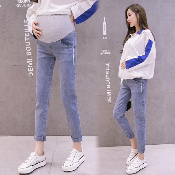 maternity bottoms 2021 spring pregnant women fashion jeans high waist cotton patchwork denim belly trousers side letters printing pants, White
maternity bottoms 2021 spring pregnant women fashion jeans high waist cotton patchwork denim belly trousers side letters printing pants, White