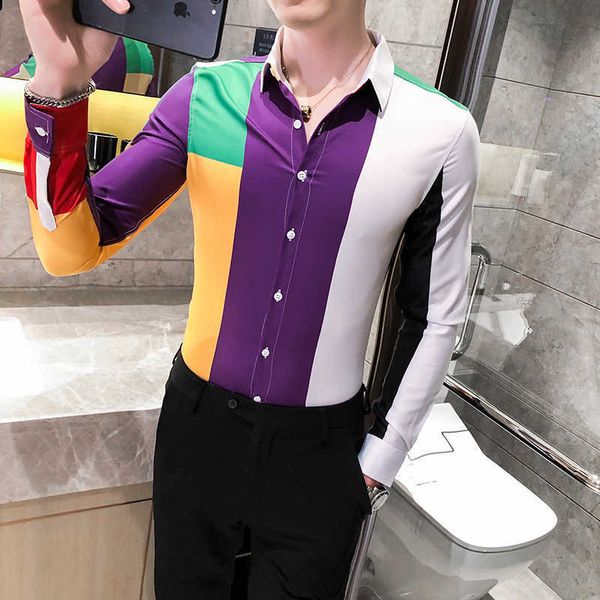 patchwork shirts for men long sleeve casual slim fit streetwear shirts business formal dress men clothing camisas para hombre 210527, White;black
patchwork shirts for men long sleeve casual slim fit streetwear shirts business formal dress men clothing camisas para hombre 210527, White;black