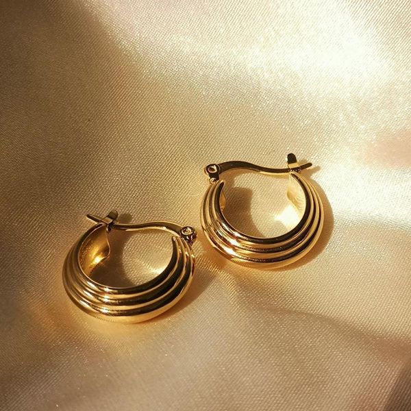 gold plated 316l stainless steel hoop earrings for women mini ridge party jewelry accessories & huggie, Golden;silver
gold plated 316l stainless steel hoop earrings for women mini ridge party jewelry accessories & huggie, Golden;silver