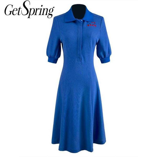getspring women dress blue white vintage dresses short sleeve casual summer clothes fashion 210601, Black;gray
getspring women dress blue white vintage dresses short sleeve casual summer clothes fashion 210601, Black;gray
