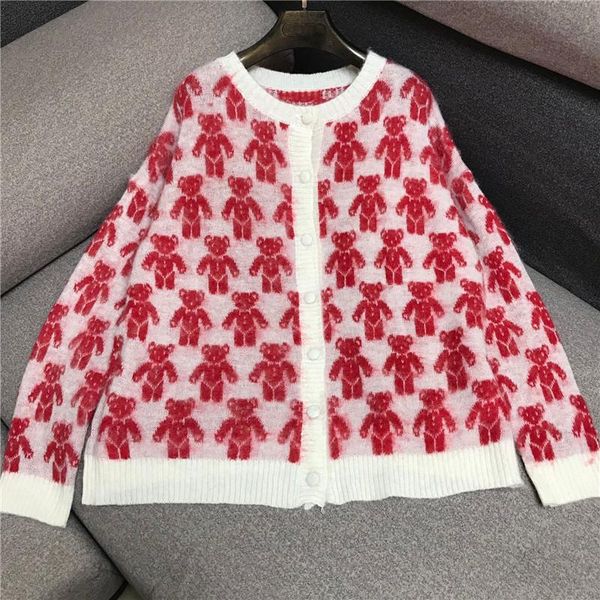 women's knits & tees designer knitted sweater for women vintage o neck mohair bear jjacquard long sleeve loose cardigan, White
women's knits & tees designer knitted sweater for women vintage o neck mohair bear jjacquard long sleeve loose cardigan, White