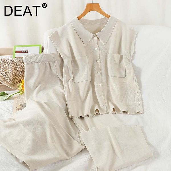 women's two piece pants deat women knitting lapel sleeveless high waist elasticity long set fashion autumn winter 2021 11d2297, White
women's two piece pants deat women knitting lapel sleeveless high waist elasticity long set fashion autumn winter 2021 11d2297, White