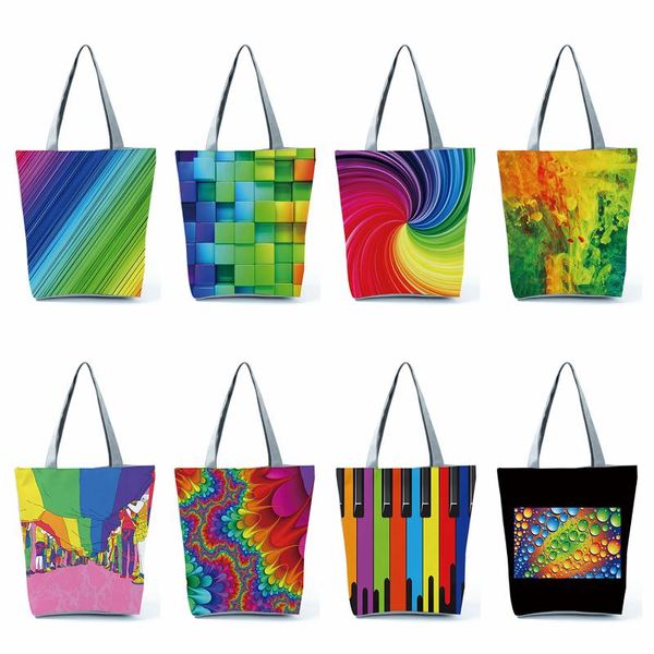 evening bags lovely rainbow print handbags women fashion shoulder teenager girls shopper bag reusable shopping customized tote
evening bags lovely rainbow print handbags women fashion shoulder teenager girls shopper bag reusable shopping customized tote