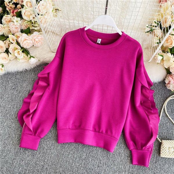 women's hoodies & sweatshirts ruffles zipper long sleeve warm sweatshirt solid o-neck 2021 autumn loose korean sweet ldd20211021, Black
women's hoodies & sweatshirts ruffles zipper long sleeve warm sweatshirt solid o-neck 2021 autumn loose korean sweet ldd20211021, Black
