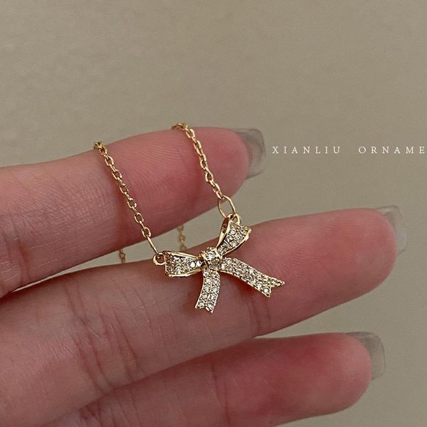 pendant necklaces necklace for women bow design feeling temperament accessories, Silver
pendant necklaces necklace for women bow design feeling temperament accessories, Silver