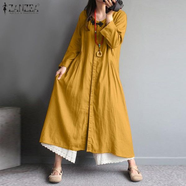 casual dresses 2021 mid-calf dress for women zanzea ladies retro shirt autumn long sleeve sundress plus size 5xl solid robe femme, Black;gray
casual dresses 2021 mid-calf dress for women zanzea ladies retro shirt autumn long sleeve sundress plus size 5xl solid robe femme, Black;gray