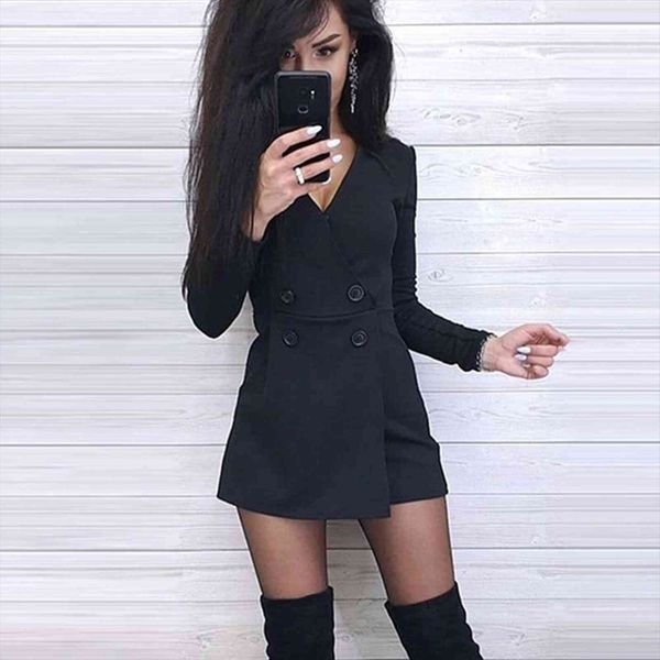 spring chic playsuits womens rompers long sleeve v neck double breasted solid short playsuit jumpsuit fashion, Black;white
spring chic playsuits womens rompers long sleeve v neck double breasted solid short playsuit jumpsuit fashion, Black;white
