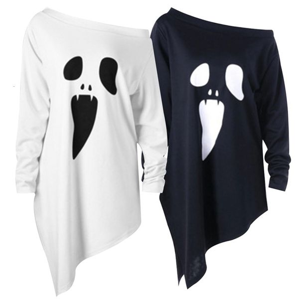 women's t-shirt european and american ladies' t-shirts halloween ghost print long irregular diagonal collar w15675 eorb, White
women's t-shirt european and american ladies' t-shirts halloween ghost print long irregular diagonal collar w15675 eorb, White