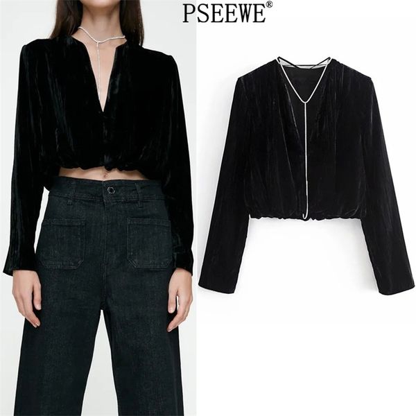 black velvet crop women blouse fashion diamanté appliqué tie v neck long sleeve female streetwear 210519, White
black velvet crop women blouse fashion diamanté appliqué tie v neck long sleeve female streetwear 210519, White