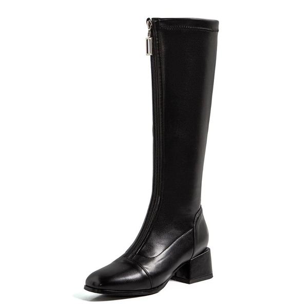 boots thick heel square toe metal buckle zipper knight 2021 spring brown stitched retro knee-length women's, Black
boots thick heel square toe metal buckle zipper knight 2021 spring brown stitched retro knee-length women's, Black