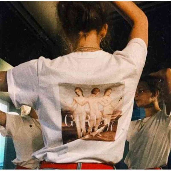 women retro style girls crew oil painting t-shirt tumblr fashion feminist tee 210512, White
women retro style girls crew oil painting t-shirt tumblr fashion feminist tee 210512, White