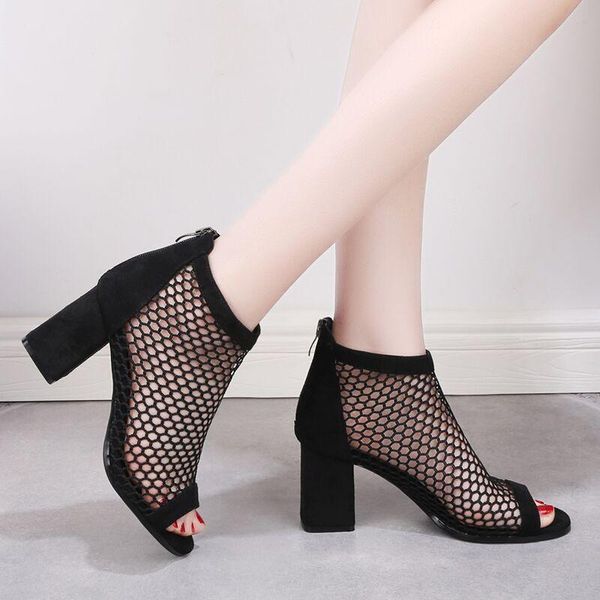 black pointed toe mesh heeled boots women's mid heel shoes ladies hollow out ankle fish mouth sandals for women
black pointed toe mesh heeled boots women's mid heel shoes ladies hollow out ankle fish mouth sandals for women