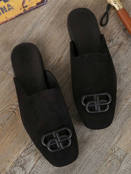 half slippers men's summer outdoor fashion, one foot wearing frosted cowhide muller shoes for men zlh, Black
half slippers men's summer outdoor fashion, one foot wearing frosted cowhide muller shoes for men zlh, Black