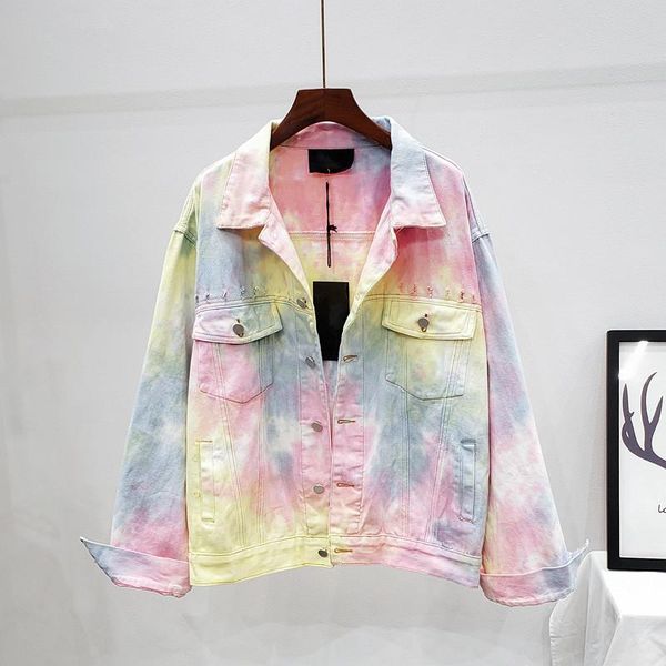 women's jackets harajuku colorful gradient hole denim jacket women 2021 autumn fashion casual jean coat female loose jeans streetwear, Black;brown
women's jackets harajuku colorful gradient hole denim jacket women 2021 autumn fashion casual jean coat female loose jeans streetwear, Black;brown