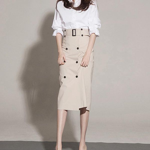 skirts professional women's skirt 2021 autumn step tooling high waist long, Black 
skirts professional women's skirt 2021 autumn step tooling high waist long, Black