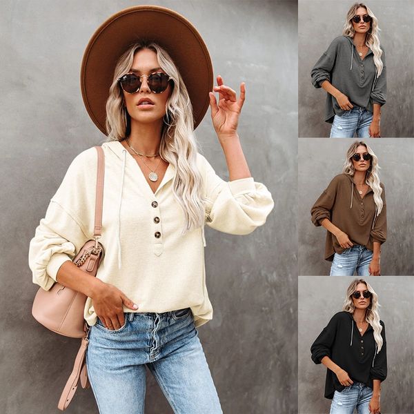women 2021 european and american women's casual loose solid color long sleeve drawstring hooded v-neck shirt top, White
women 2021 european and american women's casual loose solid color long sleeve drawstring hooded v-neck shirt top, White