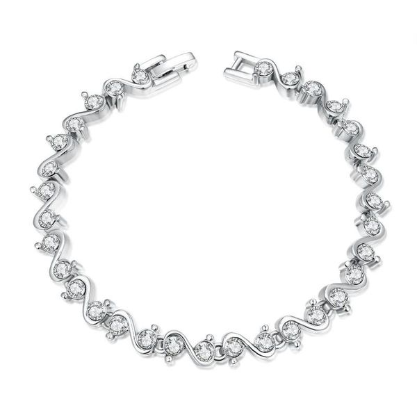 link, chain womens bracelet fashion white gold filled luxury wrist jewelry, Black
link, chain womens bracelet fashion white gold filled luxury wrist jewelry, Black