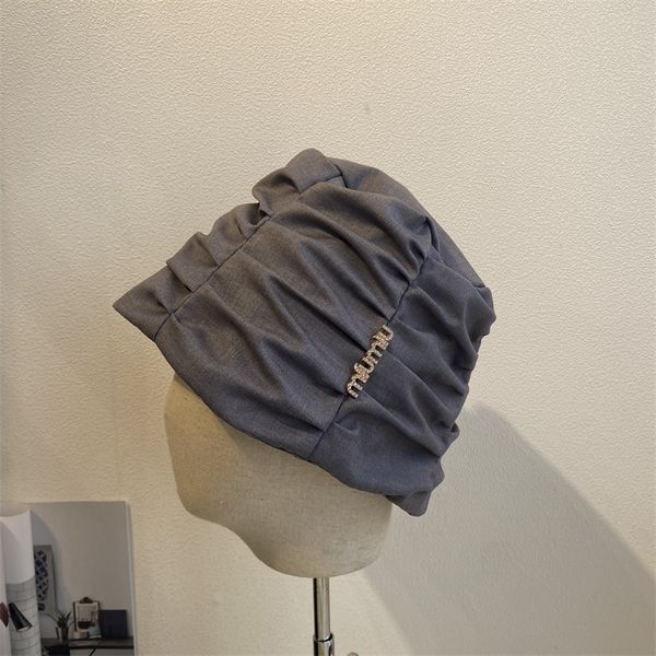 signature bucket hat designer's pleated mujia fisherman's hat zy, Blue;gray 
signature bucket hat designer's pleated mujia fisherman's hat zy, Blue;gray