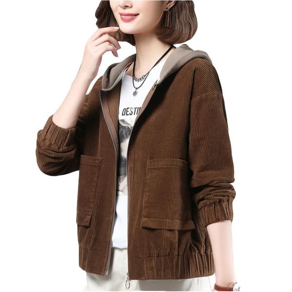 women's jackets corduroy jacket ladies short section spring autumn fashion loose casual plus size hooded overcoat, Black;brown
women's jackets corduroy jacket ladies short section spring autumn fashion loose casual plus size hooded overcoat, Black;brown