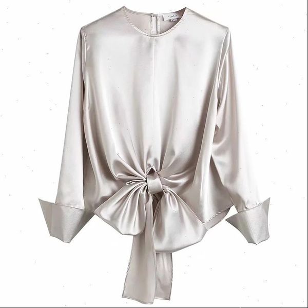spring elegant loose women shirt sweet bow o neck streamers long sleeved solid color, White
spring elegant loose women shirt sweet bow o neck streamers long sleeved solid color, White
