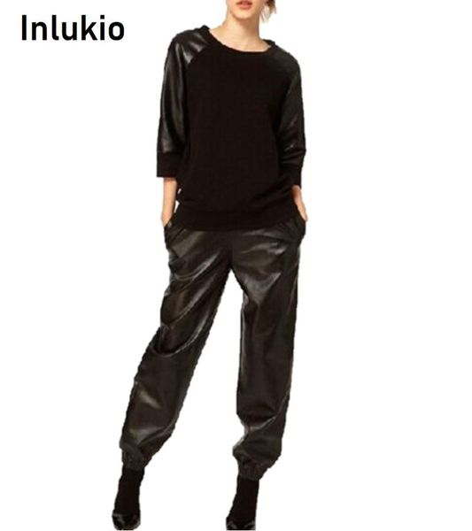 women's pants & capris high waist gothic pu leather womens loose push up contrast black elastic leg ladies street cool trousers clothes, Black;white
women's pants & capris high waist gothic pu leather womens loose push up contrast black elastic leg ladies street cool trousers clothes, Black;white