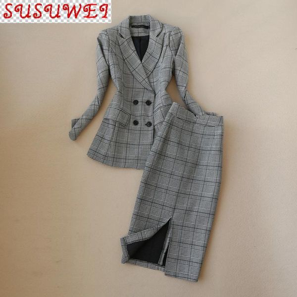 winter women's suits skirt set slim-fit double-breasted plaid ladies jacket casual waist two-piece 2021 two piece dress, White
winter women's suits skirt set slim-fit double-breasted plaid ladies jacket casual waist two-piece 2021 two piece dress, White