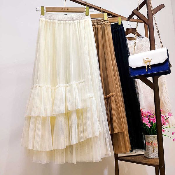 korean chic women sweet long party skirt high waist black white apricot gray mesh spring summer elegant tulle midi 210601
korean chic women sweet long party skirt high waist black white apricot gray mesh spring summer elegant tulle midi 210601