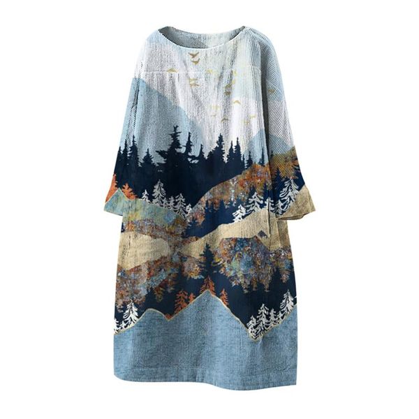 women vintage pockets corduroy landscape print long sleeve loose casual dress christmas hedging boho dresses, Black;gray
women vintage pockets corduroy landscape print long sleeve loose casual dress christmas hedging boho dresses, Black;gray