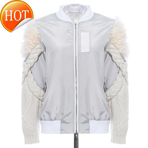 women's jackets knitted spliced women sleeve jacket spring autumn high street coat 2021, Black;brown
women's jackets knitted spliced women sleeve jacket spring autumn high street coat 2021, Black;brown