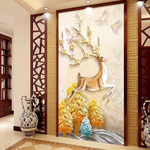 wallpapers custom wall cloth 3d pachira macrocarpa elk vertical version living room bedroom sofa backdrop home decoration paper