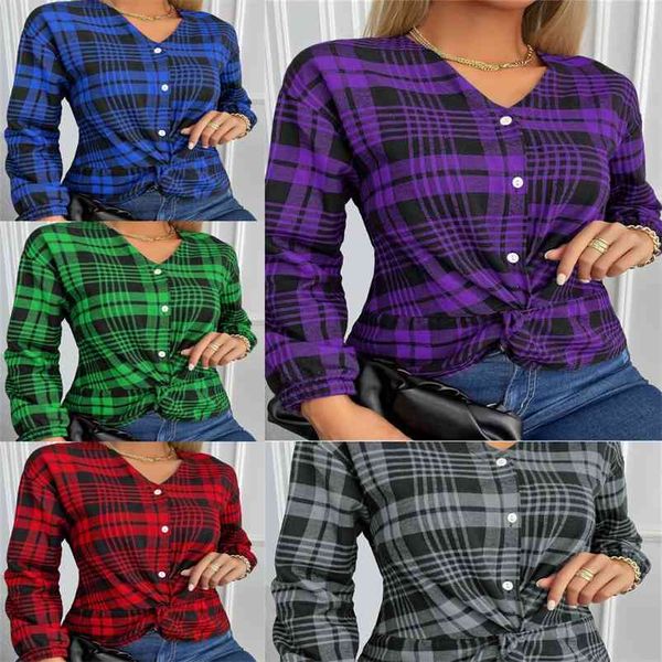 women's grid printed autumn winter long sleeve plaid v-neck t-shirts fashion ladies button blouse casual sports lattice sweatshirts dro, White
women's grid printed autumn winter long sleeve plaid v-neck t-shirts fashion ladies button blouse casual sports lattice sweatshirts dro, White