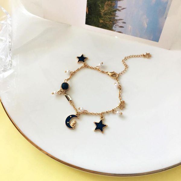 link, chain alloy bracelet women aesthetic cute star moon dream girl pearl temperament girlfriend gift, Black
link, chain alloy bracelet women aesthetic cute star moon dream girl pearl temperament girlfriend gift, Black