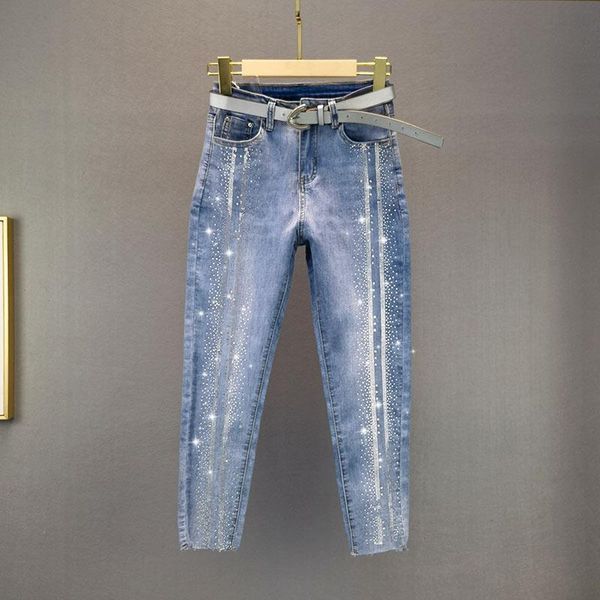 women's rhinestone thin jeans 2021 summer cotton elastic high waist slim cropped harem pants skinny girls jean denim, Blue
women's rhinestone thin jeans 2021 summer cotton elastic high waist slim cropped harem pants skinny girls jean denim, Blue