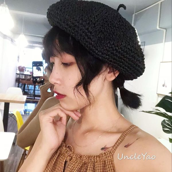 berets summer weave beret female straw hats for women spring autumn flat sun hat breathable casual holiday artist beach cap chapeau, Blue;gray
berets summer weave beret female straw hats for women spring autumn flat sun hat breathable casual holiday artist beach cap chapeau, Blue;gray