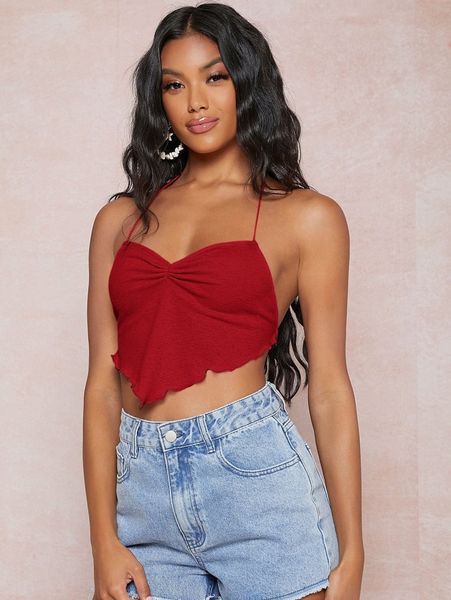 1 pc tie backless halter 33ji#, White