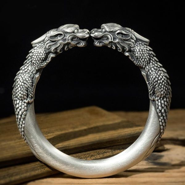 wide face fortune pixiu bracelet men's sterling silver domineering personality trendy fashion retro open bangle, Black
wide face fortune pixiu bracelet men's sterling silver domineering personality trendy fashion retro open bangle, Black