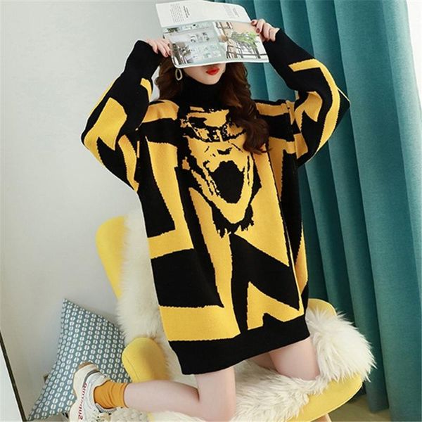 women's sweaters turtleneck sweater mid-length lazy wind thickening autumn winter 2021 fashion loose korean knitted 149, White;black
women's sweaters turtleneck sweater mid-length lazy wind thickening autumn winter 2021 fashion loose korean knitted 149, White;black