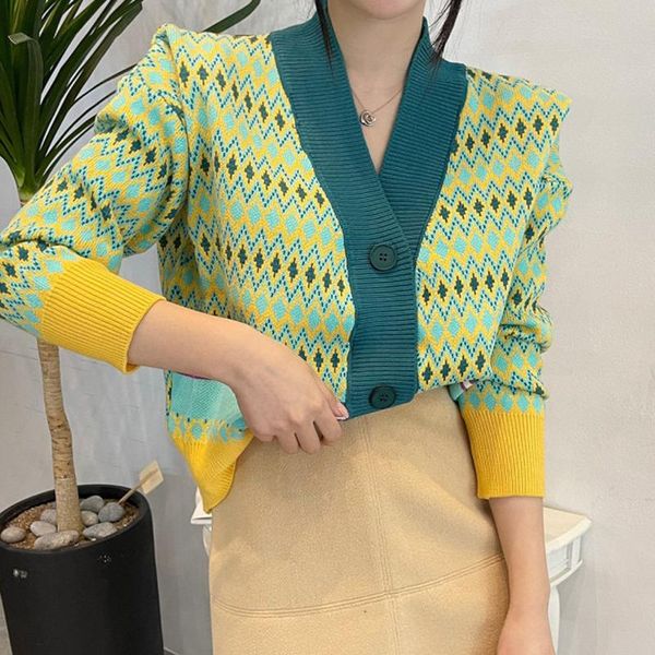 women's knits & tees woman sweaters 2021 korean fashion wild v-neck diamond contrast single-breasted loose knit cardigan sweater jacket, White
women's knits & tees woman sweaters 2021 korean fashion wild v-neck diamond contrast single-breasted loose knit cardigan sweater jacket, White