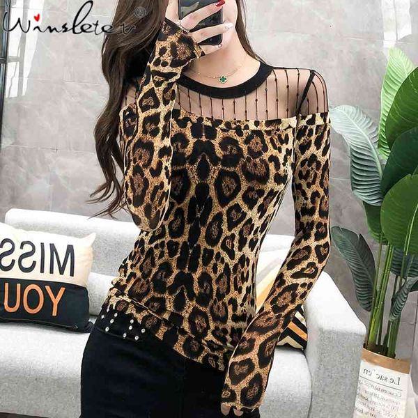 women's t-shirt fall winter european clothes t-shirt transparent print leopard patchwork mesh women ropa mujer tees t087, White
women's t-shirt fall winter european clothes t-shirt transparent print leopard patchwork mesh women ropa mujer tees t087, White