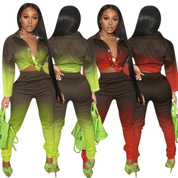 women's two piece pants 2021 autumn fashion gradient casual two-piece set outfits shirt and tracksuit, White
women's two piece pants 2021 autumn fashion gradient casual two-piece set outfits shirt and tracksuit, White