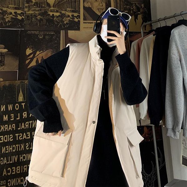 men's vests winter stand-up collar vest korean casual cotton fashion loose down streetwear jacket, Black;white
men's vests winter stand-up collar vest korean casual cotton fashion loose down streetwear jacket, Black;white