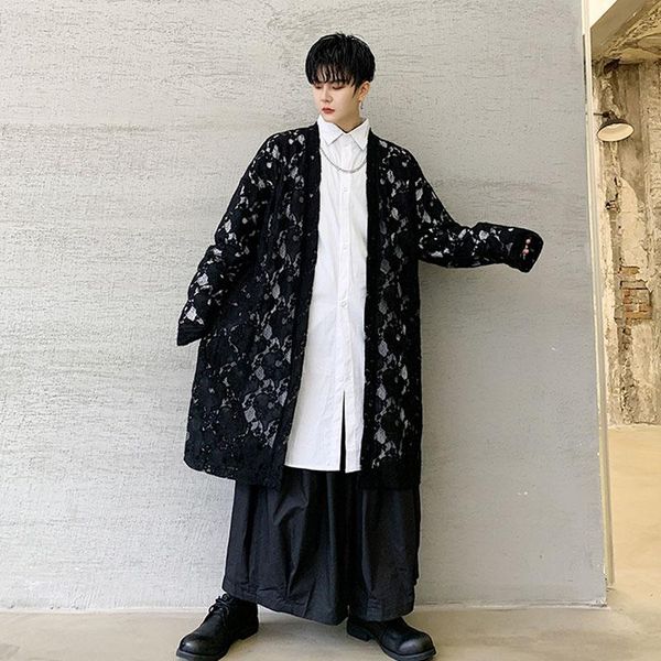 men's trench coats men embroidery lace loose casual long cardigan jacket male women streetwear gothic japan kimono windbreaker coat, Tan;black
men's trench coats men embroidery lace loose casual long cardigan jacket male women streetwear gothic japan kimono windbreaker coat, Tan;black
