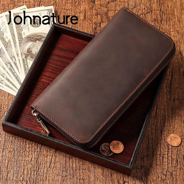 johnature genuine leather men wallets 2021 vintage crazy horse large clutch wallet card holder zipper hand purse, Red;black
johnature genuine leather men wallets 2021 vintage crazy horse large clutch wallet card holder zipper hand purse, Red;black