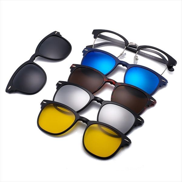 5pcs magnetic polarized clip on sunglasses women men plastic frame for night driving uv400, White;black
5pcs magnetic polarized clip on sunglasses women men plastic frame for night driving uv400, White;black