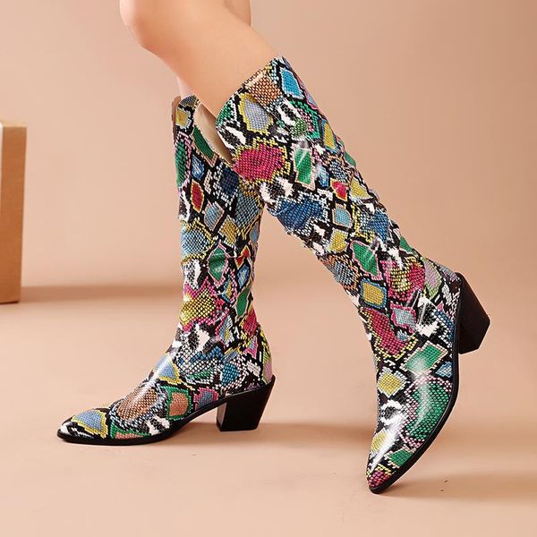 boots serpent design chunky heel, pointed toe, fashionable pleated european and american knight, Black
boots serpent design chunky heel, pointed toe, fashionable pleated european and american knight, Black