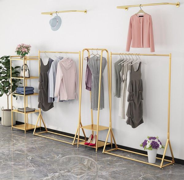 Commercial Furniture Light luxury gold women's clothing store display rack floor type solid hanger multi-layer bag racks
Commercial Furniture Light luxury gold women's clothing store display rack floor type solid hanger multi-layer bag racks