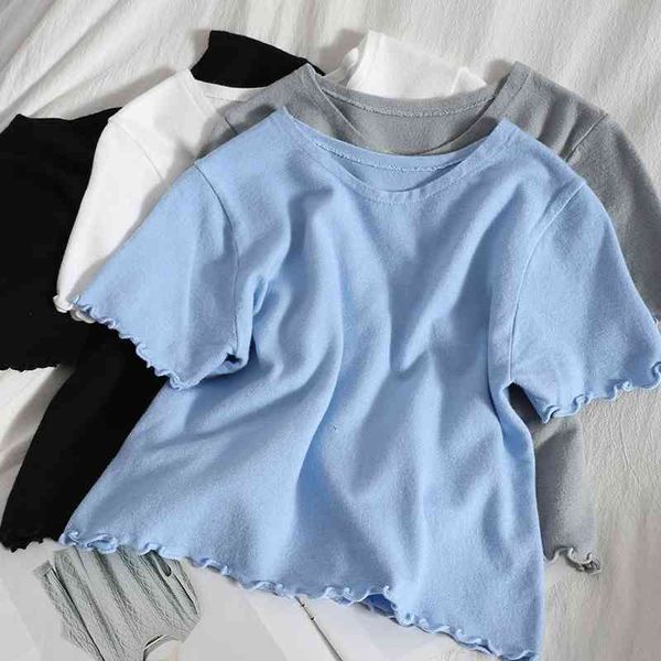women's knits & tees pure color knitted t-shirts short hedging o neck blouse summer sweet and comfortable sweater with fungus, White
women's knits & tees pure color knitted t-shirts short hedging o neck blouse summer sweet and comfortable sweater with fungus, White