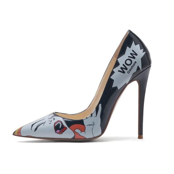 european and american pointed toe stilettos 12 cm graffiti fashion ladies plus size women's shoes banquet dress, Black
european and american pointed toe stilettos 12 cm graffiti fashion ladies plus size women's shoes banquet dress, Black