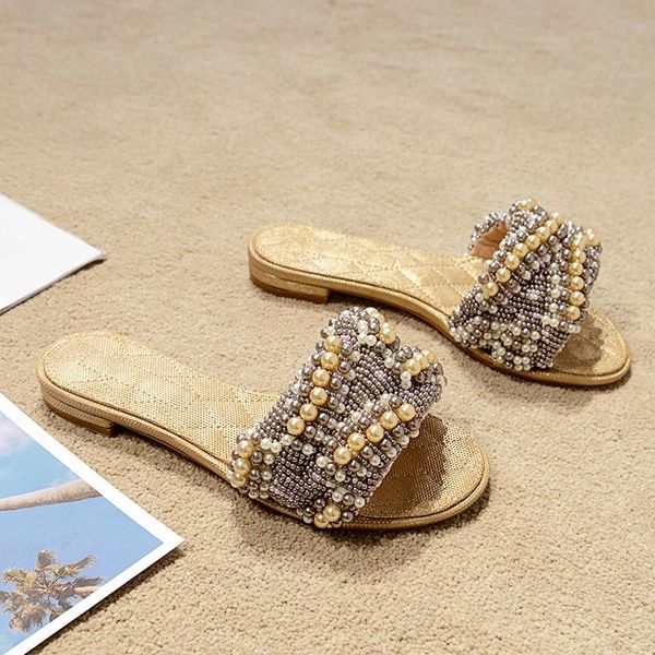 women string genuine leather slippers woman handwork flat sandal ladies pearl bead summer outdoor beach slides casual shoes, Black
women string genuine leather slippers woman handwork flat sandal ladies pearl bead summer outdoor beach slides casual shoes, Black